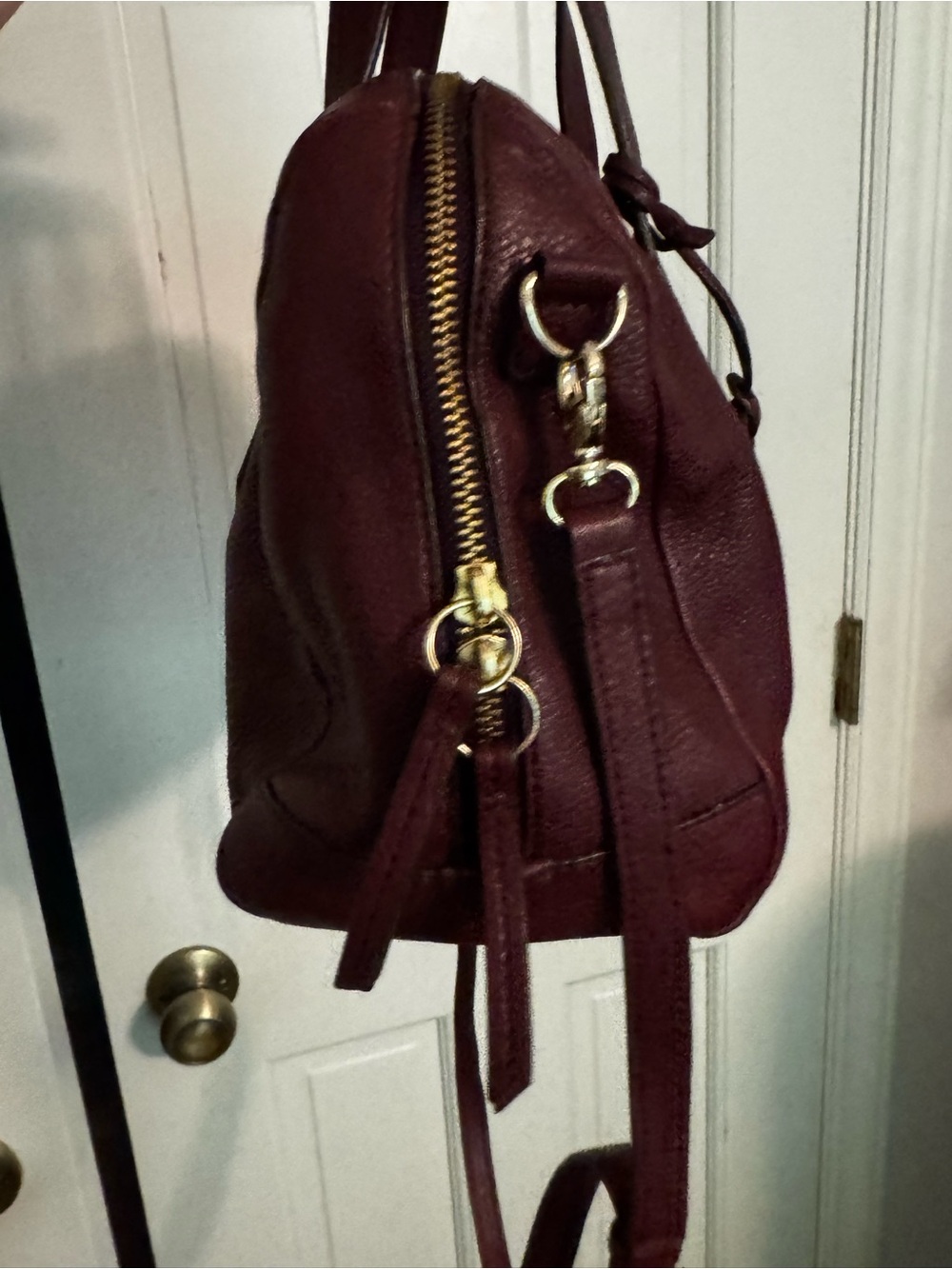 Fossil Deep Burgundy Leather Tote Satchel - Picture 5 of 10